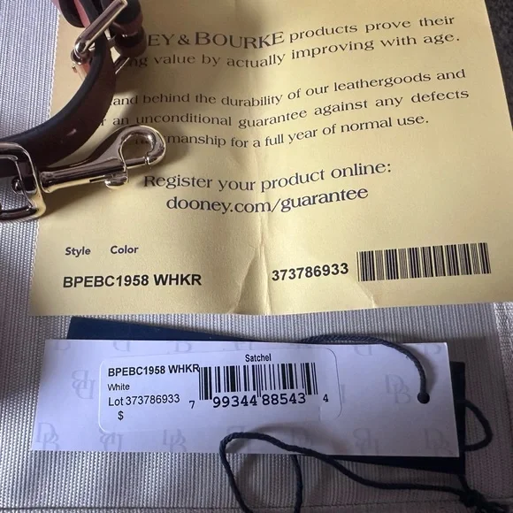 Dooney & Bourke Small Cream Satchel with DB Charms - Picture 4 of 12